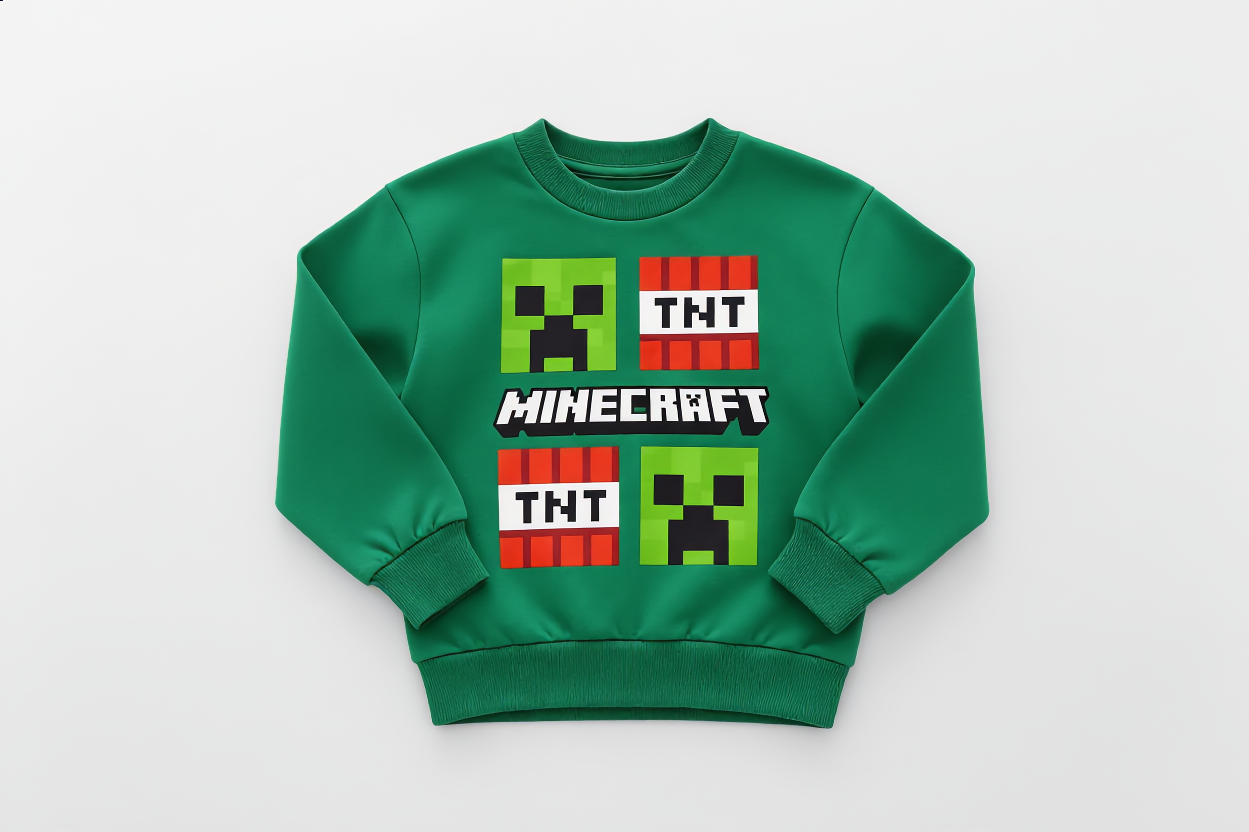Boys’ Green Minecraft Graphic Crew Neck Sweatshirt